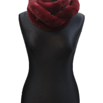 Faux Fur Trim Infinity Scarf - Infinity Scarf - La Fiorentina, Wine IMG0132-FAUX -2