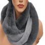 Faux Fur Trim Infinity Scarf - Infinity Scarf - La Fiorentina, Grey IMG0132-FAUX -4