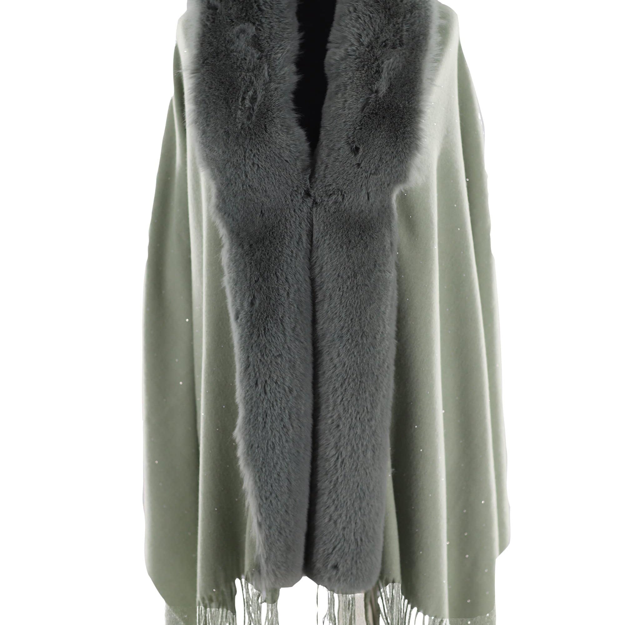 Faux fur trim wrap with Embellishments -Light Green -  - La Fiorentina Faux224-Light Green