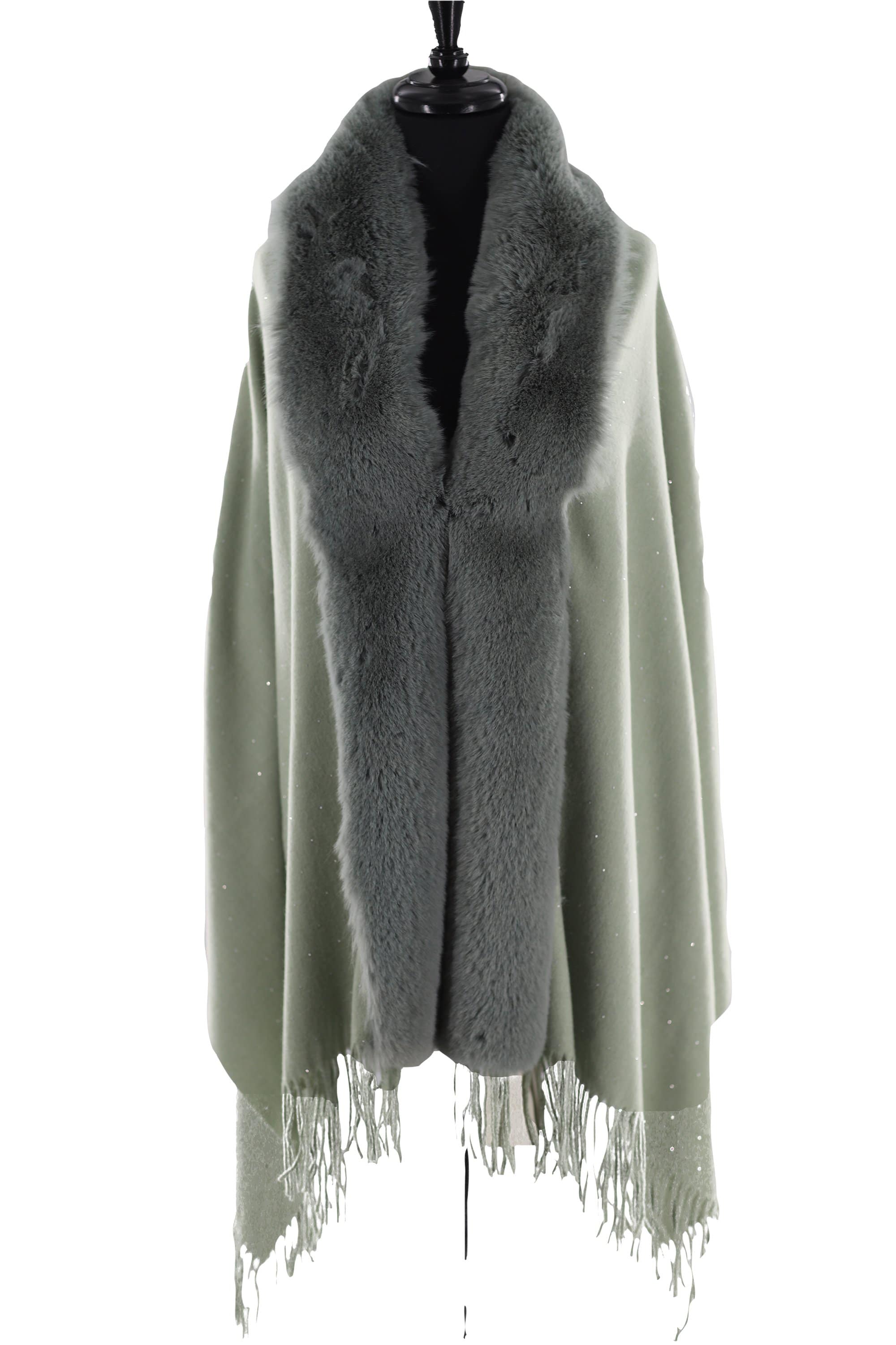 Faux fur trim wrap with Embellishments -Light Green -  - La Fiorentina Faux224-Light Green