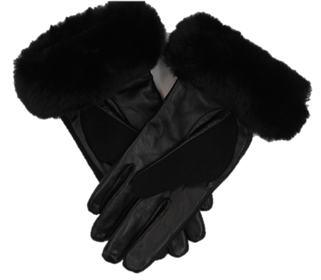 Faux Fur Trimmed Glove - Black - Glove - La Fiorentina PL1611