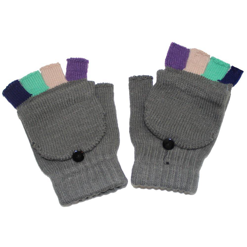 Flip Top Fingerless Mitten-Grey - Glove - La Fiorentina GLV-2