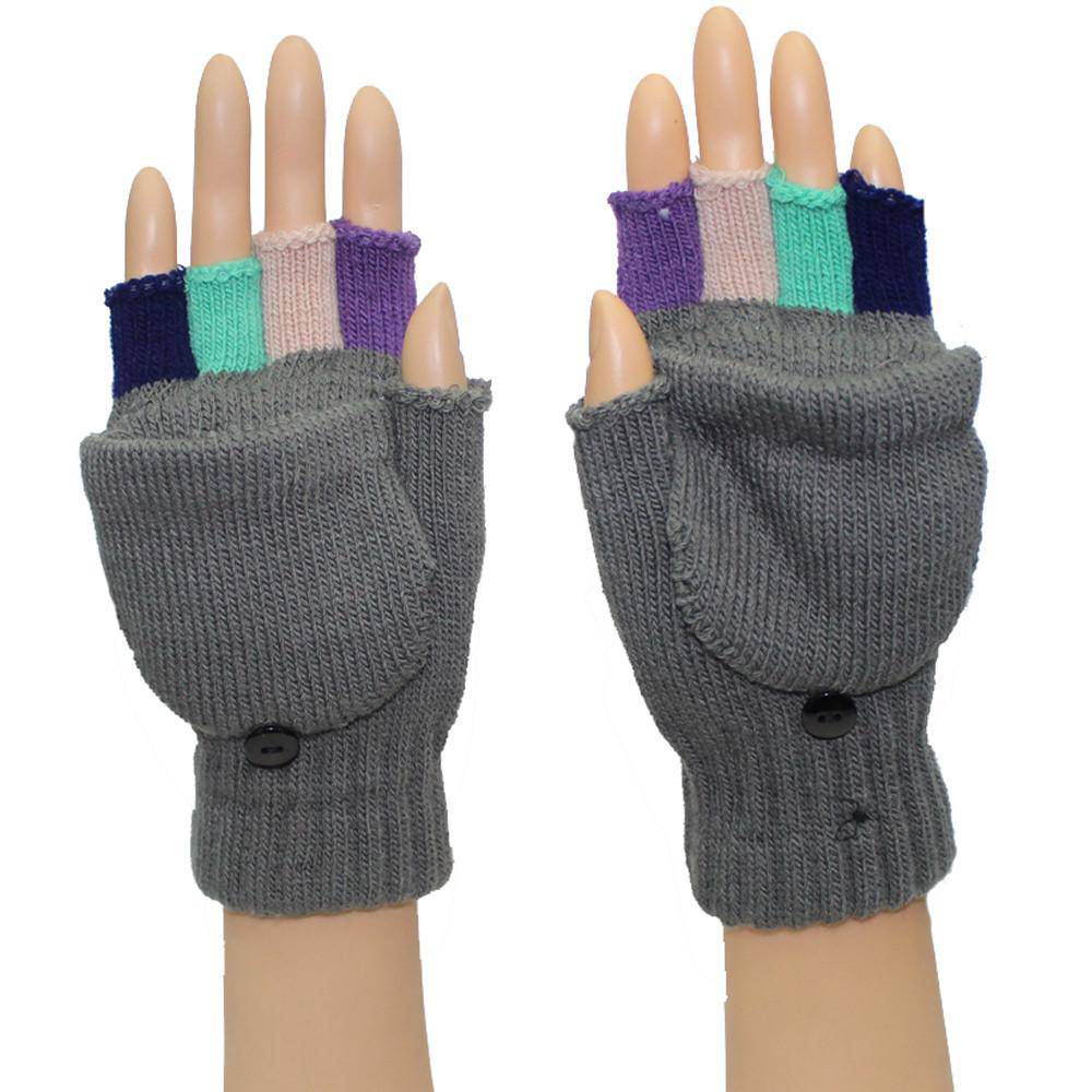 Flip Top Fingerless Mitten-Grey - Glove - La Fiorentina GLV-2