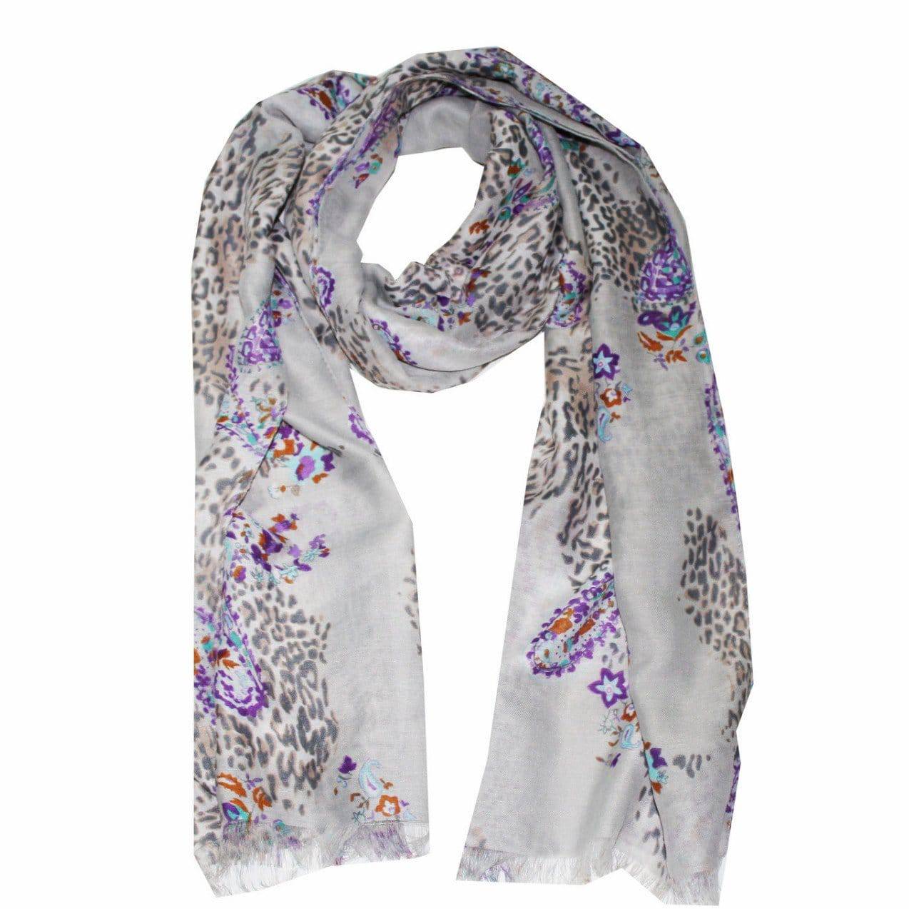 Floral & Animal Print Scarf - Lavender - Scarf - La Fiorentina 21669/MA