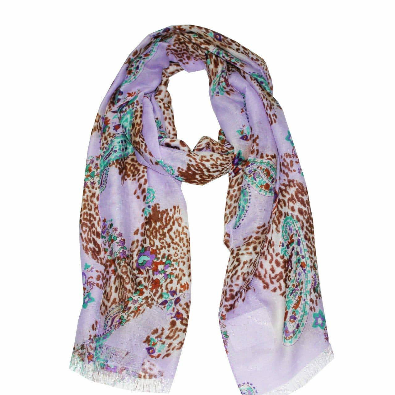 Floral & Animal Print Scarf - Lavender - Scarf - La Fiorentina 21669/MA