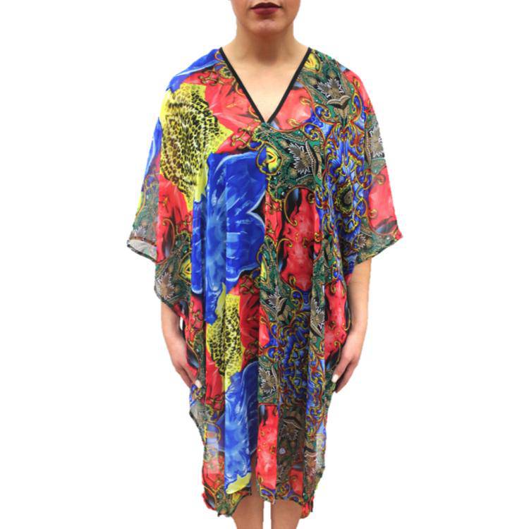 Floral Beach Cover Up - Red/Blue/Yellow - Beach Cover up - La Fiorentina PS-1332I