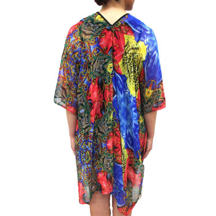 Floral Beach Cover Up - Red/Blue/Yellow - Beach Cover up - La Fiorentina PS-1332I