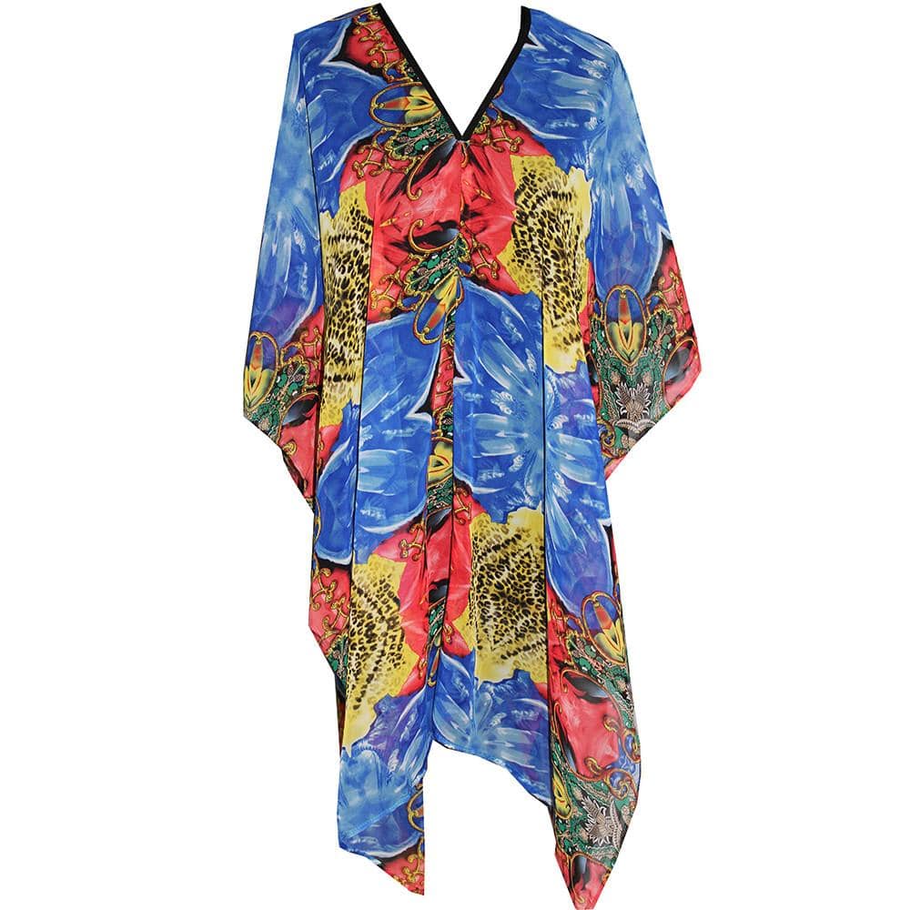 Floral Beach Cover Up - Red/Blue/Yellow - Beach Cover up - La Fiorentina PS-1332I