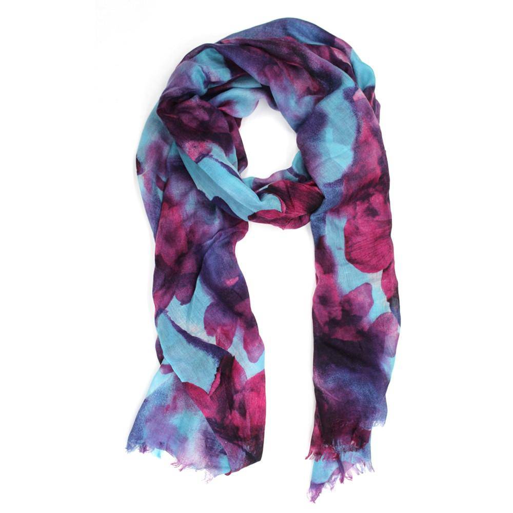 Floral Cashmere Blend Scarf with Self Fringe - Scarf - La Fiorentina FASH-001