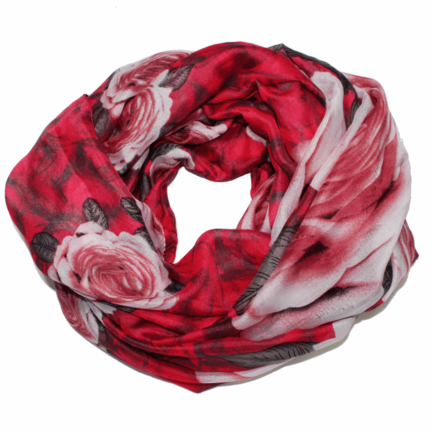 Floral Infinity Scarf - Red and Grey Combo - Scarf - La Fiorentina A05