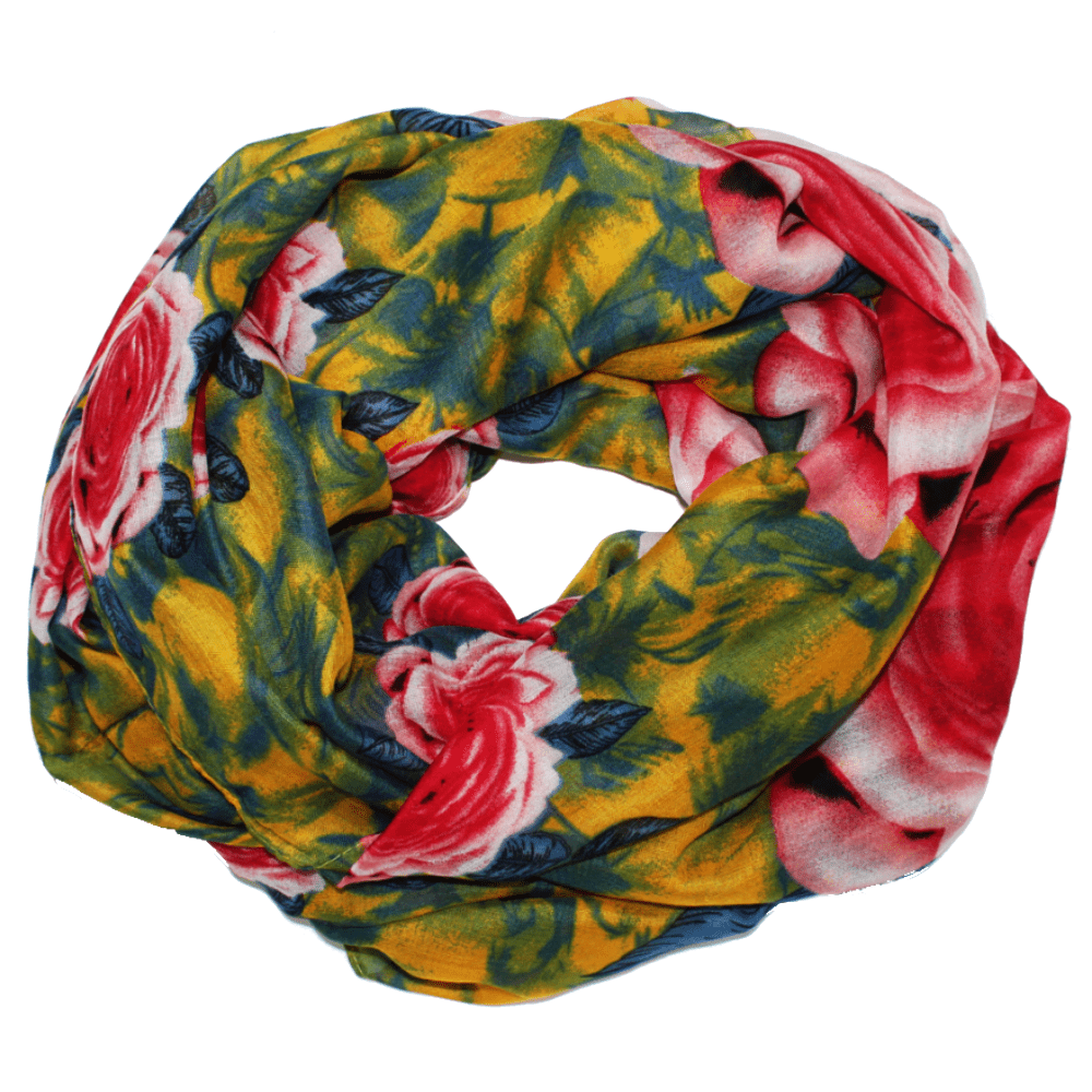 Floral Infinity Scarf - Yellow and Pink Combo - Scarf - La Fiorentina A05