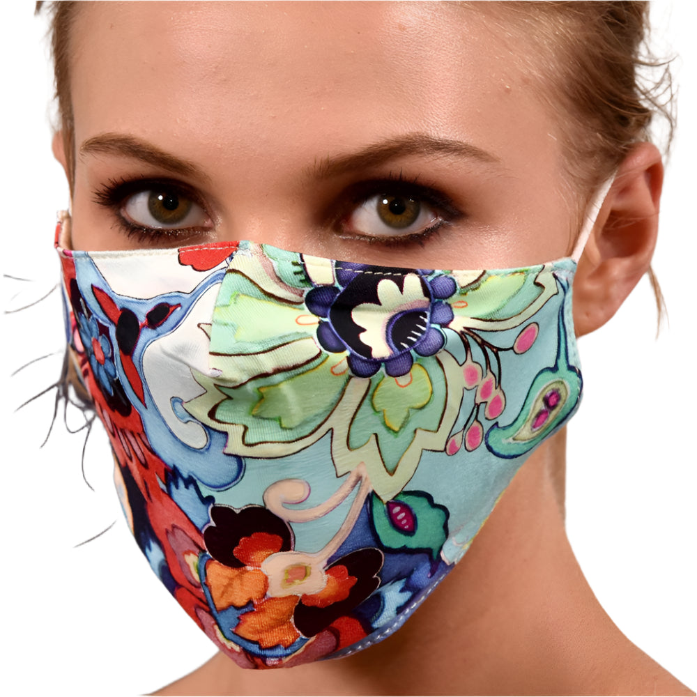 Floral Mint Print Face Mask - face-mask - La Fiorentina MASK#16