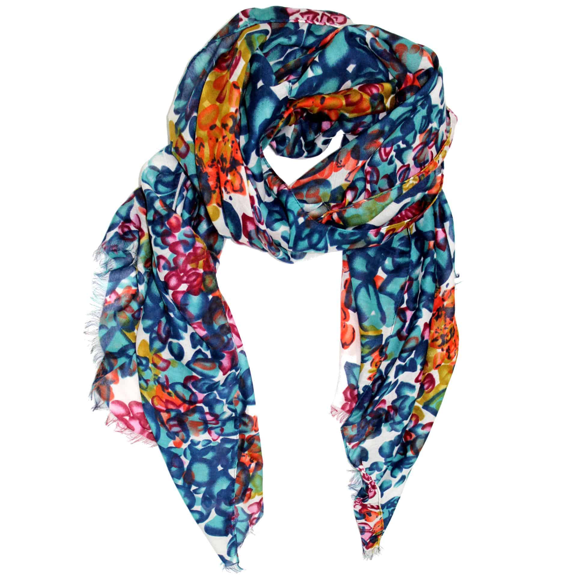 Floral Print Scarf - Blue - Scarf - La Fiorentina 21471/MA