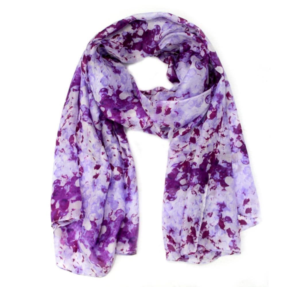 Floral Scarf - Purple - Silk Scarf - La Fiorentina EF-2536