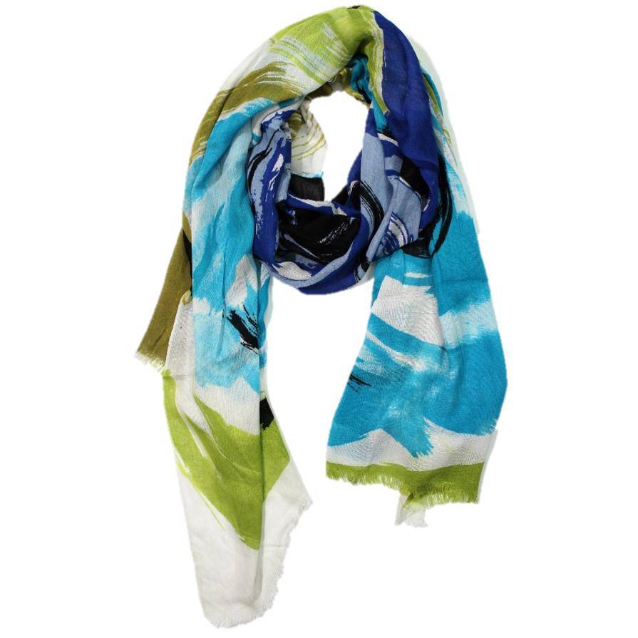 Flower Printed Scarf - Blue -  - La Fiorentina '348