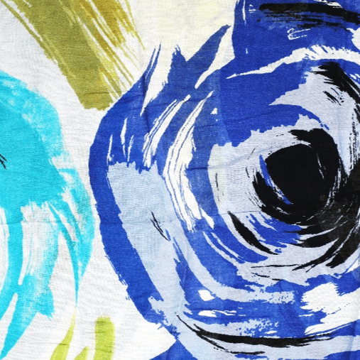 Flower Printed Scarf - Blue -  - La Fiorentina '348