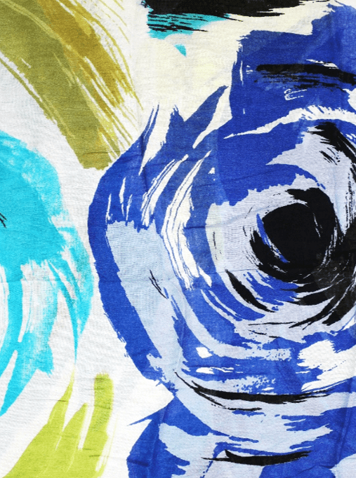 Flower Printed Scarf - Blue -  - La Fiorentina '348