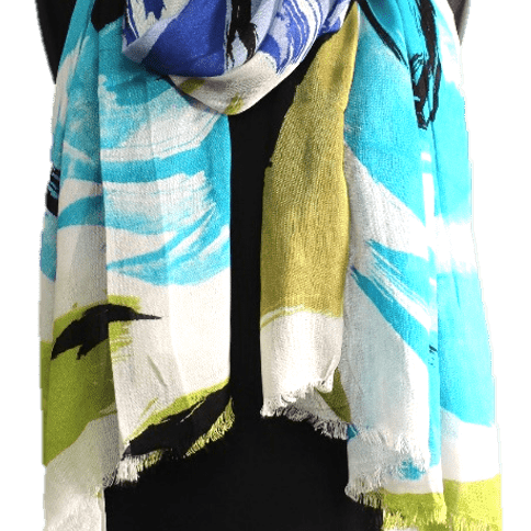 Flower Printed Scarf - Blue -  - La Fiorentina '348