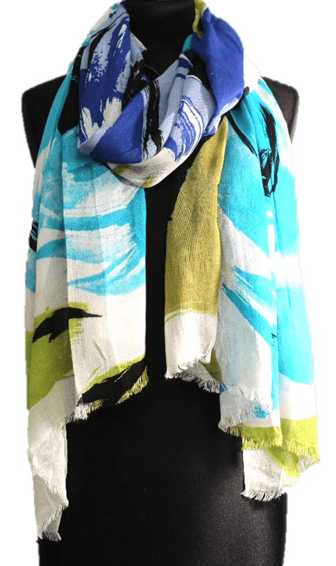 Flower Printed Scarf - Blue -  - La Fiorentina '348