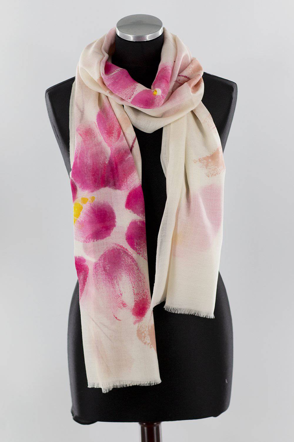 Flower Printed Scarf - Coral/Ivory - Scarf - La Fiorentina XCHP10032