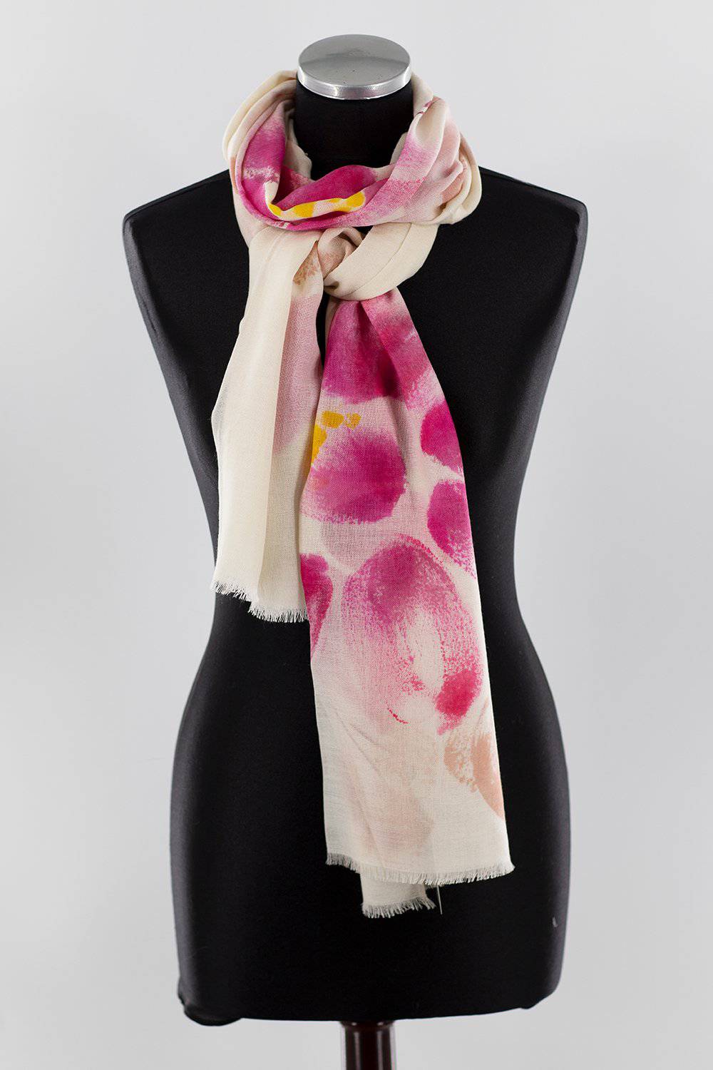 Flower Printed Scarf - Coral/Ivory - Scarf - La Fiorentina XCHP10032