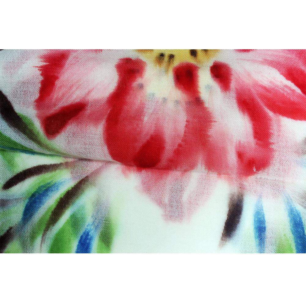 Flower Printed Wool Scarf - Red - Scarf - La Fiorentina FLOW-001