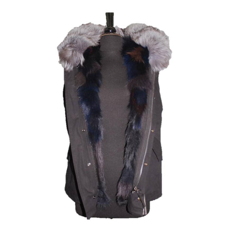 Fox Fur Hooded Vest - Fur Vest - La Fiorentina TN-1720-C