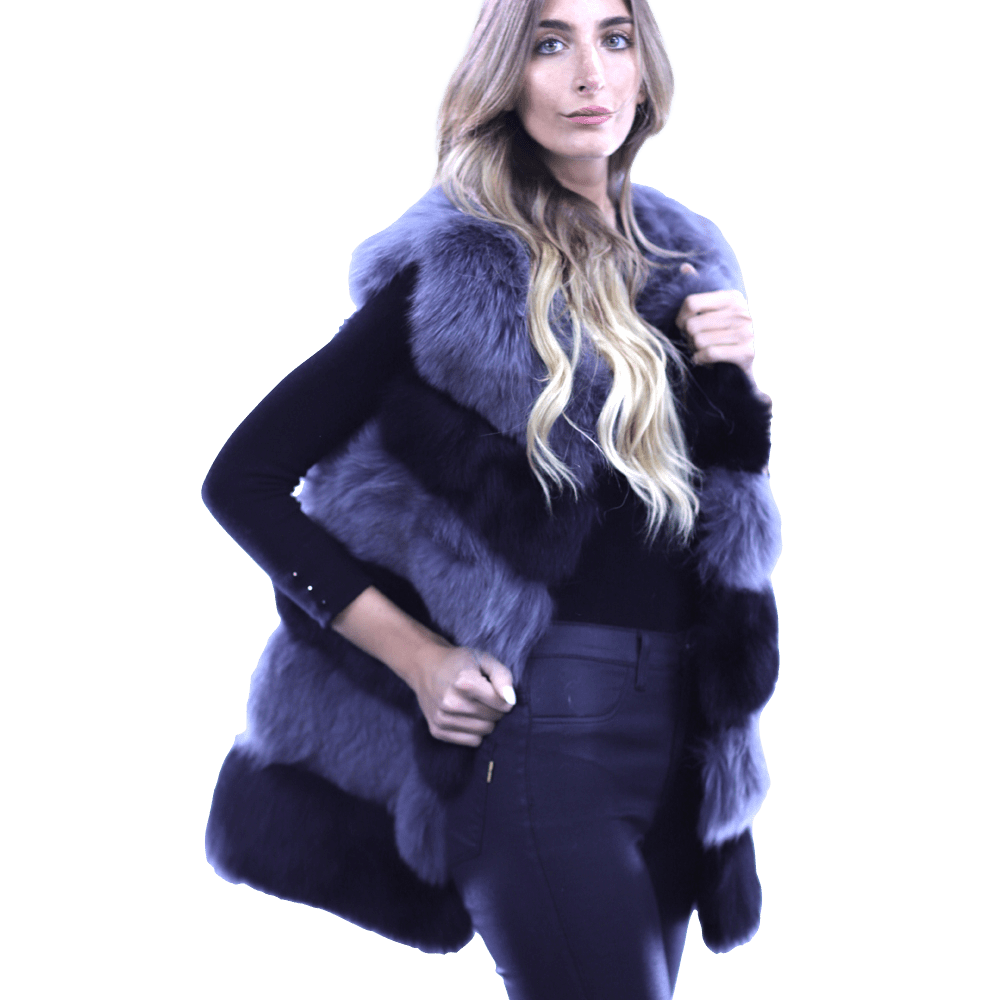 Fox Vest Two Toned - Black/Grey - La Fiorentina XHM-1701_1