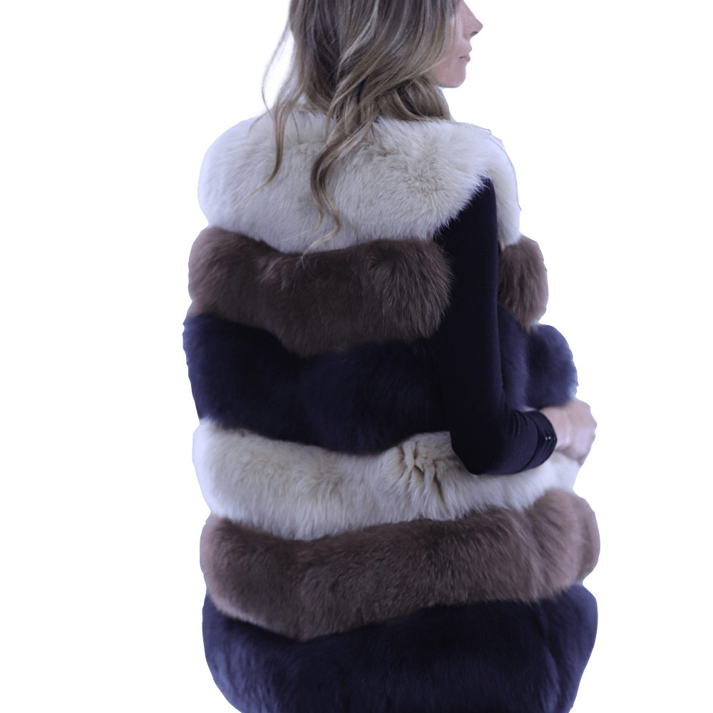 Fox Vest Two Toned - Brown/Camel - La Fiorentina XHM-1701_2