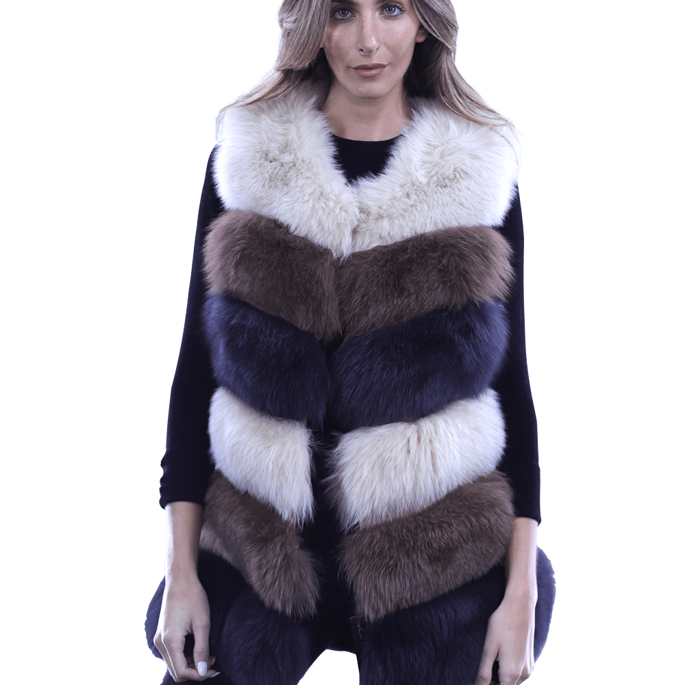 Fox Vest Two Toned - Brown/Camel - La Fiorentina XHM-1701_2