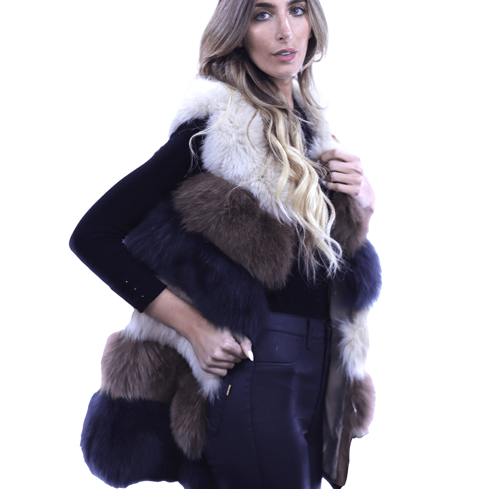 Fox Vest Two Toned - Brown/Camel - La Fiorentina XHM-1701_2