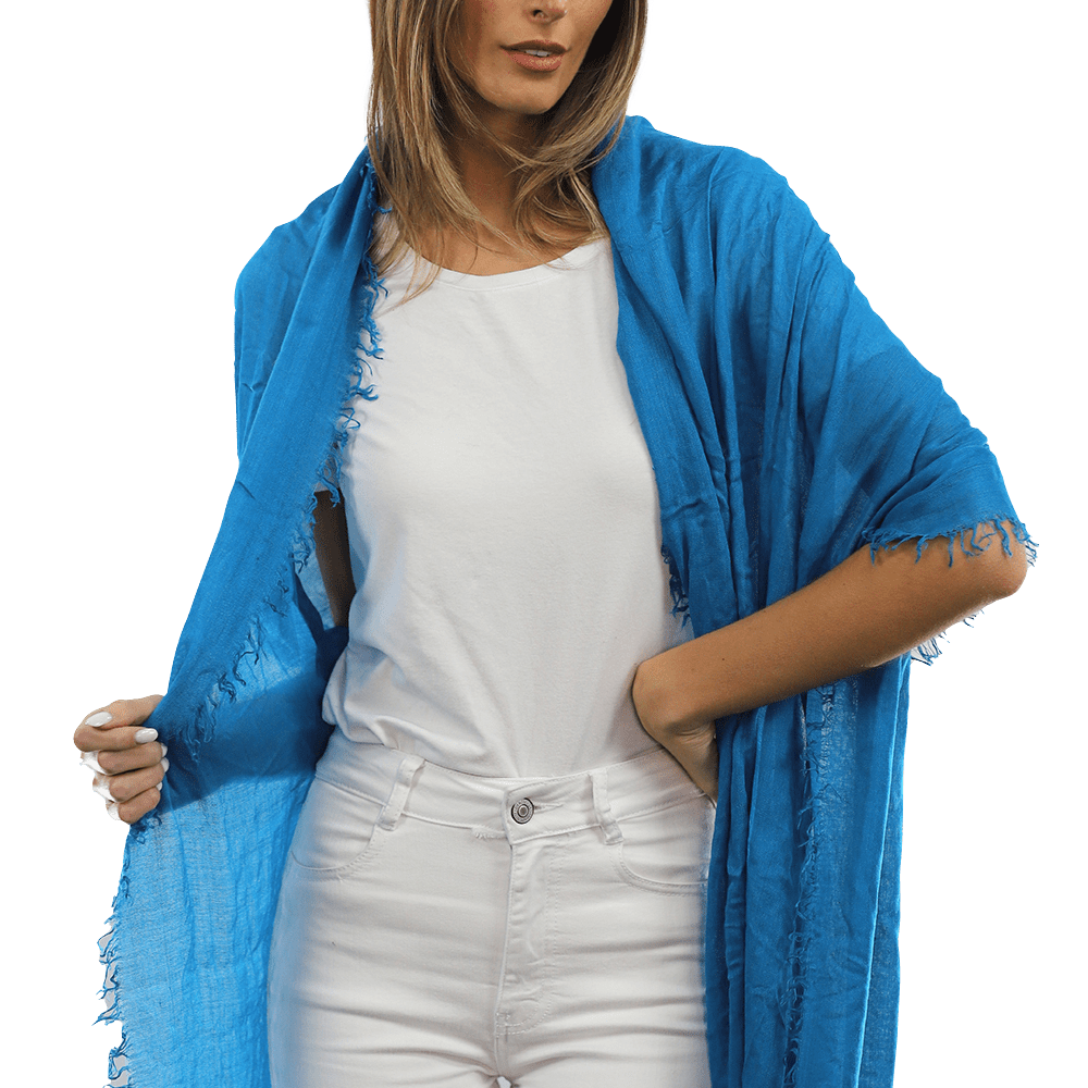 Fringe Pashmina - Blue - Scarf - La Fiorentina 18699/MA-BLUE