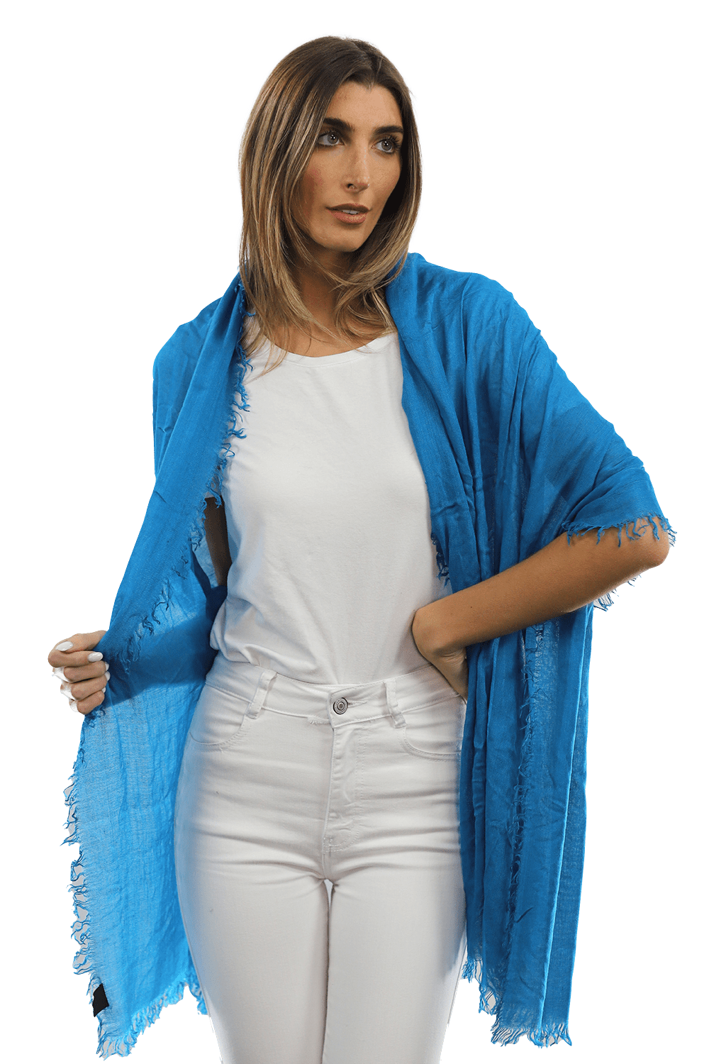 Fringe Pashmina - Blue - Scarf - La Fiorentina 18699/MA-BLUE