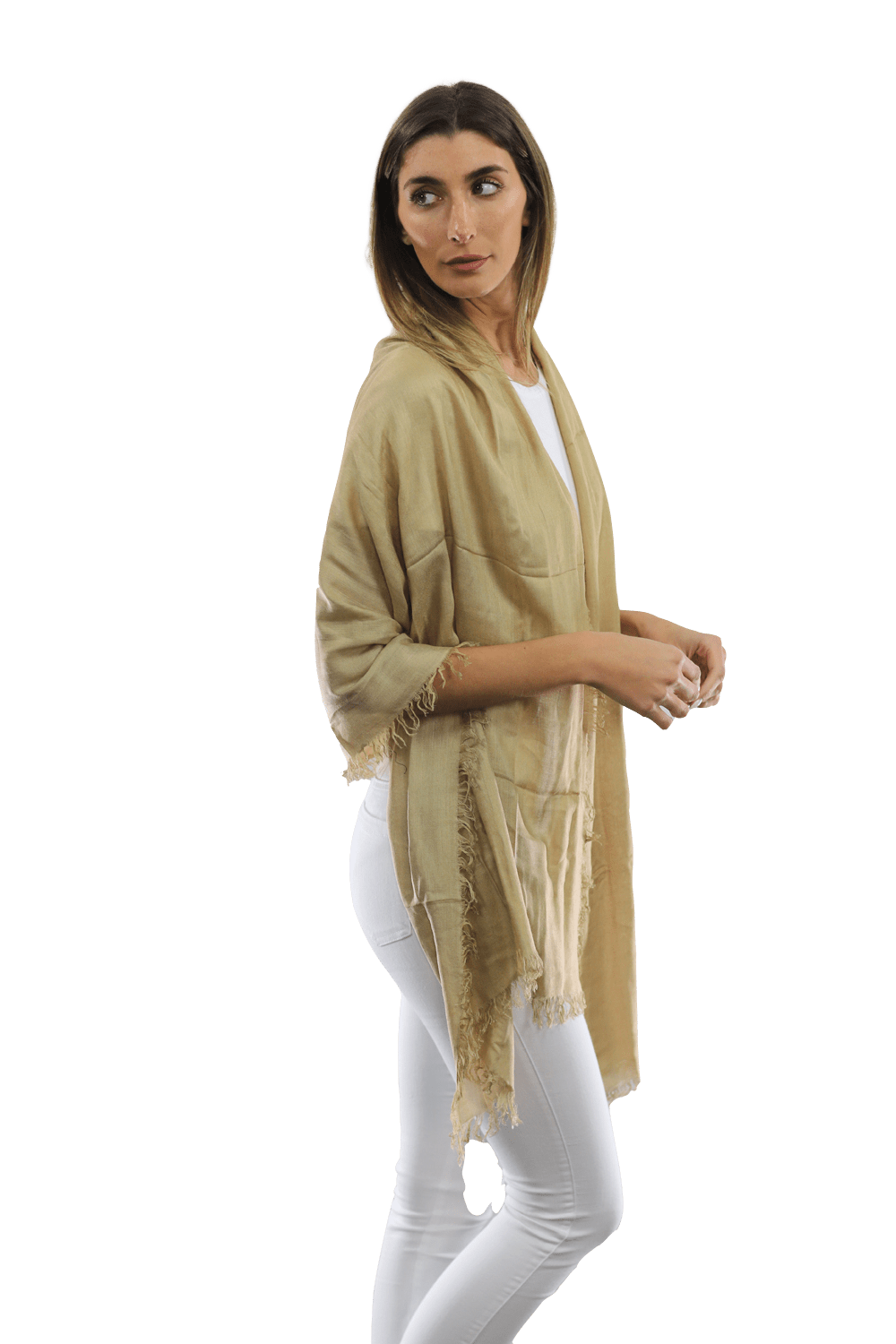 Fringe Pashmina - Khaki - Scarf - La Fiorentina 18699/MA-KHAKI