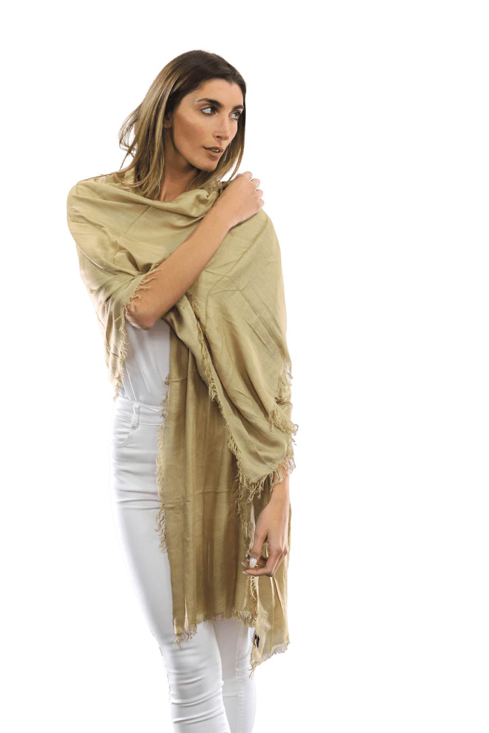 Fringe Pashmina - Khaki - Scarf - La Fiorentina 18699/MA-KHAKI
