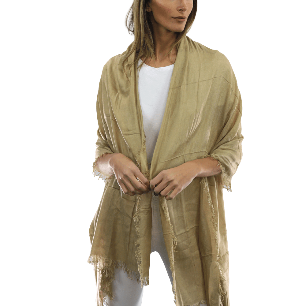 Fringe Pashmina - Khaki - Scarf - La Fiorentina 18699/MA-KHAKI