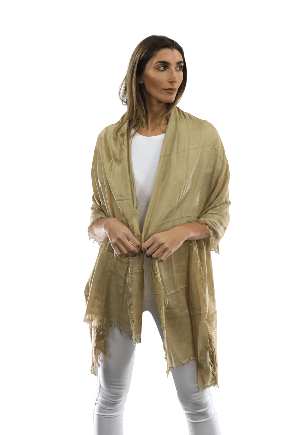 Fringe Pashmina - Khaki - Scarf - La Fiorentina 18699/MA-KHAKI