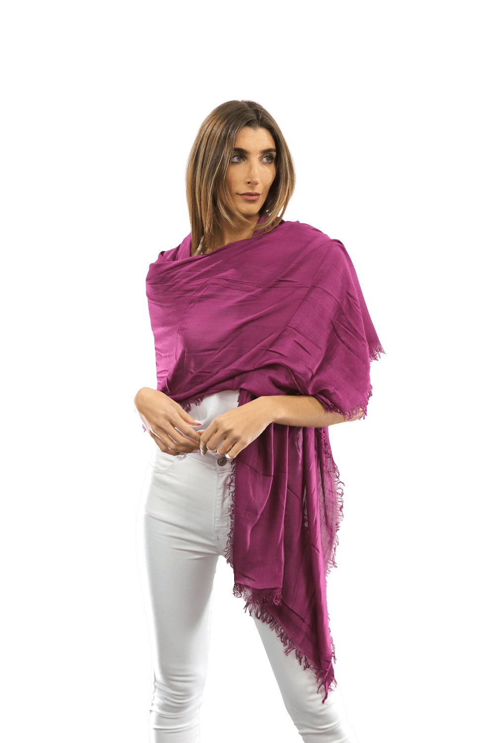 Fringe Pashmina - Plum Purple - Scarf - La Fiorentina 18699/MA-PURPLE