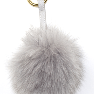 Fur Pom Key Chain -  - La Fiorentina, Light Gray KEYF001