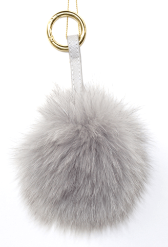 Fur Pom Key Chain -  - La Fiorentina, Light Gray KEYF001