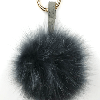 Fur Pom Key Chain -  - La Fiorentina, Dark Gray KEYF002