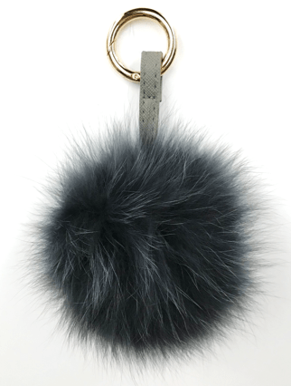 Fur Pom Key Chain -  - La Fiorentina, Dark Gray KEYF002