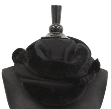 Fur-Trim Cashmere & Wool Infinity Scarf, Black -  - La Fiorentina IMG0132-SCAR