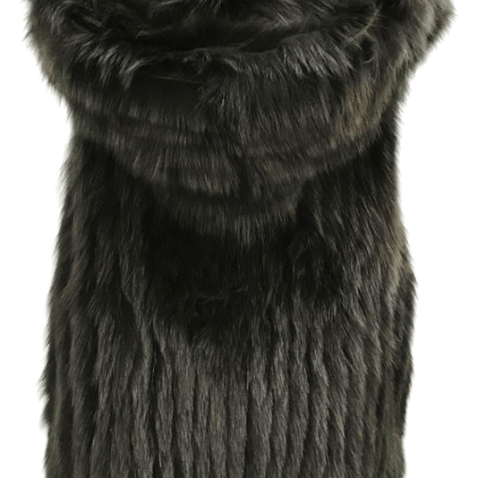 Fur Vest With Hood- Green - Fur Vest - La Fiorentina SCT1537