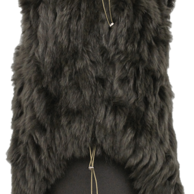 Fur Vest With Hood- Green - Fur Vest - La Fiorentina SCT1537