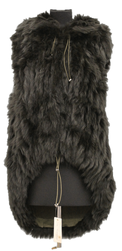 Fur Vest With Hood- Green - Fur Vest - La Fiorentina SCT1537