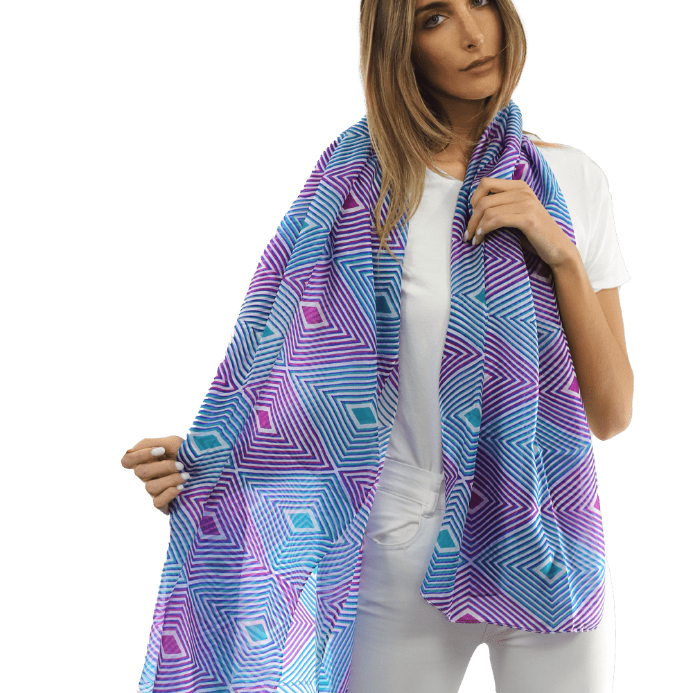 Geometric Diamond Silk Scarf - Silk Scarf - La Fiorentina, Fuschia