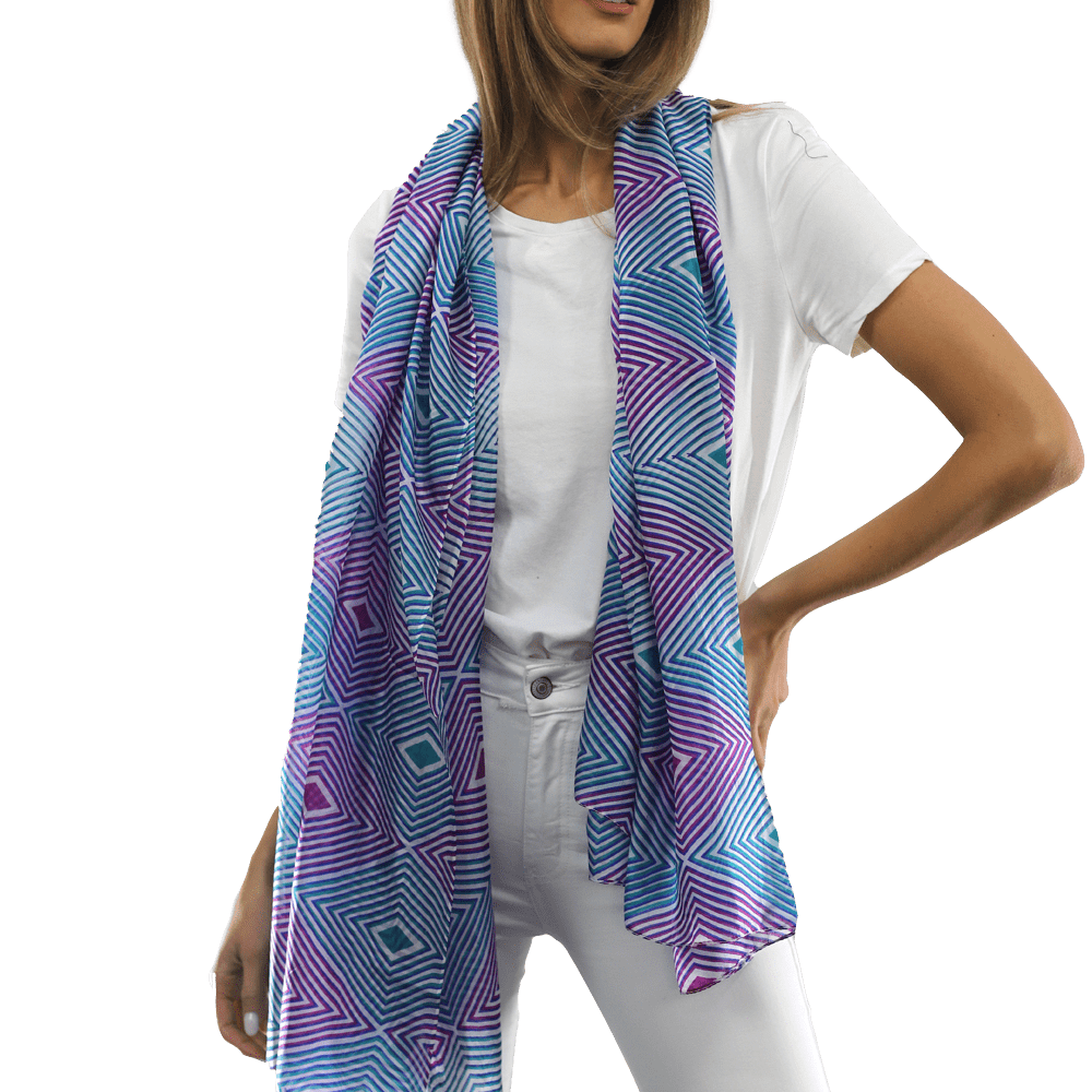 Geometric Diamond Silk Scarf - Silk Scarf - La Fiorentina, Fuschia EF-2698