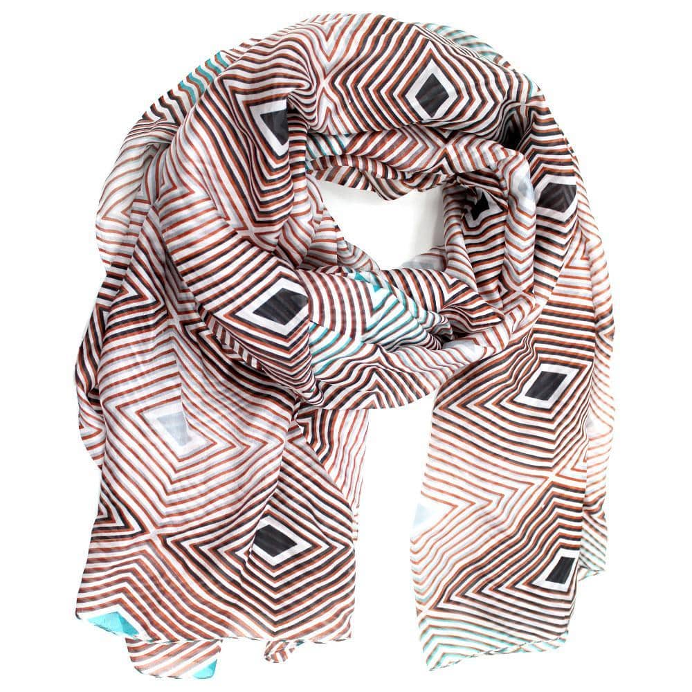 Geometric Diamond Silk Scarf - Silk Scarf - La Fiorentina, Black/Brown
