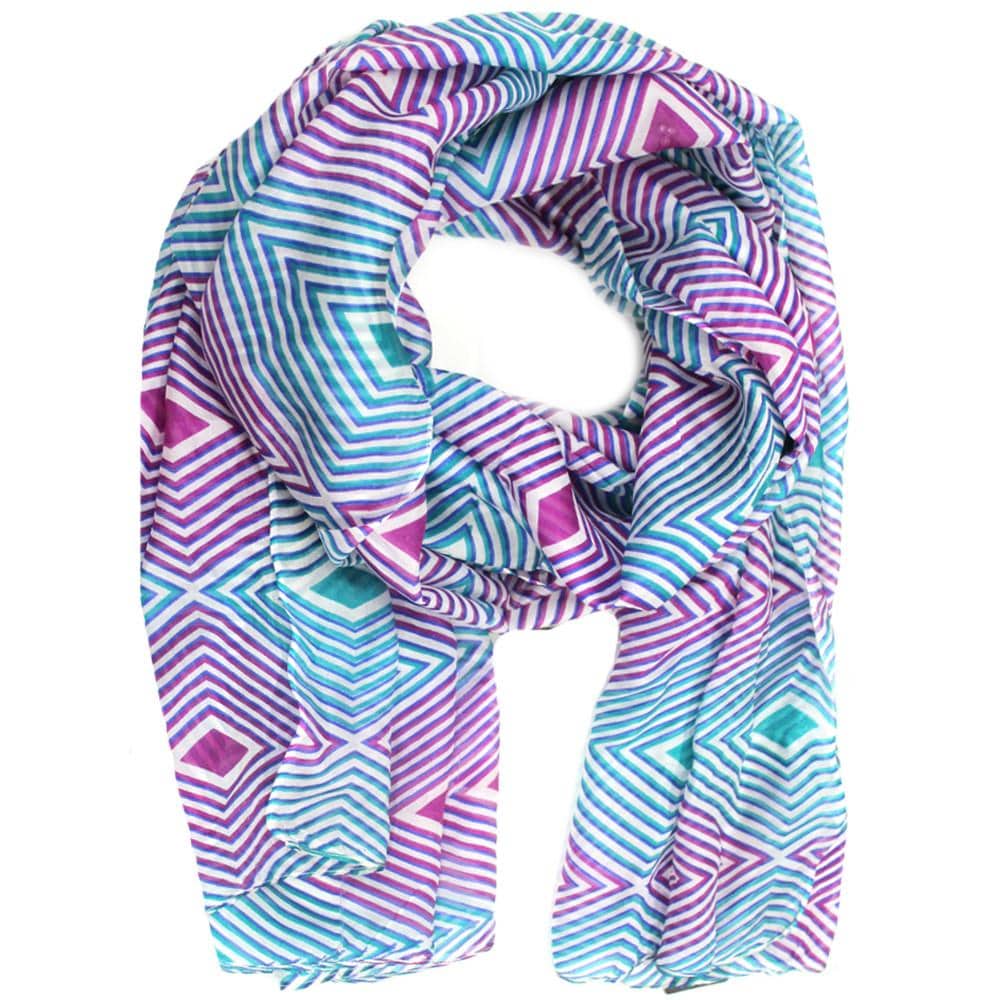 Geometric Diamond Silk Scarf - Silk Scarf - La Fiorentina, Fuschia